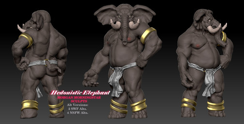 3d_print anklet anthro areola armlet bottomwear butt clothed clothing figurine grey_body jewelry loincloth male musclegut muscular muscular_anthro muscular_male nipples overweight pecs proboscis_(anatomy) sculpture solo standing statue tail thick_thighs trunk_(anatomy) tusks ventral_groove morgan_morningstar elephant elephantid mammal proboscidean 3d_(artwork) digital_media_(artwork)