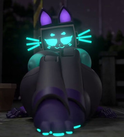 anthro areola balls becoming_erect big_balls big_breasts big_penis blue_areola blue_face blue_nipples blue_pawpads blue_penis bouncing_breasts breasts detailed_background fence genitals glowing glowing_face glowing_genitalia glowing_pawpads glowing_penis glowing_whiskers grey_balls grey_body grey_breasts gynomorph hip_sway huge_balls huge_breasts huge_penis huge_thighs humanoid_genitalia humanoid_penis intersex knees_up leaning leaning_backward machine night nipples nude pawpads penis plant purple_feet purple_hands purple_inner_ear revealing_balls revealing_penis screen screen_face sitting sitting_on_ground solo thick_thighs throbbing throbbing_balls throbbing_penis tree whiskers wind_turbine marshmellowybun robot robot_anthro 3d_(artwork) 3d_animation animated digital_media_(artwork) no_sound short_playtime video