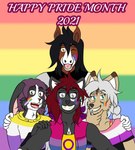 anthro bisexual_pride_colors black_body black_hair brown_body clothing demisexual_pride_colors female femboy fur fur_markings genderfluid_pride_colors grey_body grey_hair greysexual_pride_colors group hair intersex_pride_colors lgbt_pride male markings nonbinary_pride_colors pansexual_pride_colors polyamory pride_color_background pride_color_bodypaint pride_color_clothing pride_color_face_paint pride_color_topwear pride_colors purple_hair rainbow_background rainbow_pride_colors rainbow_symbol red_hair simple_background six-stripe_rainbow_pride_colors subculture_pride_colors tan_body tomboy topwear white_body quantum_lapiz lgbt_pride_month alix_cremant farah_amalur sahir_alanka theo_nyx arabian_horse canid canine domestic_cat domestic_rabbit dutch_rabbit equid equine felid feline felis fennec_fox fox horse lagomorph leporid mammal oryctolagus rabbit true_fox hi_res herm_(lore) nonbinary_(lore)