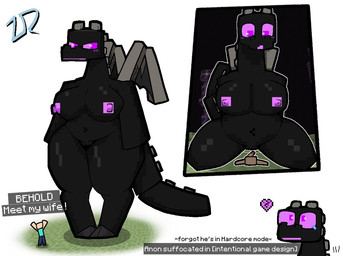 anthro big_breasts black_body blocky_body blocky_snout blush breasts clothing duo erection female horn male male/female nude purple_eyes sex simple_background square_(anatomy) tail text thick_thighs wings lewdewott microsoft minecraft mojang mythology xbox_game_studios jean_(minecraft) dragon ender_dragon mythological_creature mythological_scalie reptile scalie digital_drawing_(artwork) digital_media_(artwork) english_text