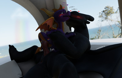 anal anal_penetration anus balls black_body black_scales bodypaint butt duo feral genitals horn lgbt_pride licking male male/male membrane_(anatomy) membranous_wings painted_butt penetration penile penile_penetration penis penis_in_ass purple_body purple_scales scales size_difference tail tail_aside tongue tongue_out wings lewdview activision dreamworks european_mythology how_to_train_your_dragon lgbt_pride_month microsoft mythology spyro_reignited_trilogy spyro_the_dragon xbox_game_studios spyro toothless dragon fury_(httyd) mythological_creature mythological_scalie night_fury scalie western_dragon 3d_(artwork) blender_(artwork) digital_media_(artwork) hi_res