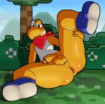 anthro anus balls bandage biped bottomless butt clothed clothing footwear foreskin genitals looking_at_viewer male penis shirt shoes solo topwear ateni mario_bros nintendo paper_mario paper_mario_(2000) kooper koopa koopa_troopa reptile scalie 2020 censored digital_media_(artwork) hi_res