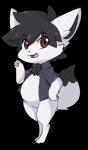 ambiguous_gender anthro black_nose clothed clothing fur hair looking_at_viewer open_mouth red_eyes semi-anthro slightly_chubby smile solo standing tuft white_body white_fur earthb-kun earth_fox canid canine fennec_fox fox mammal true_fox 2017 alpha_channel digital_media_(artwork)