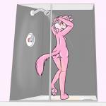 anthro anus bathroom blush bodily_fluids female genital_fluids genitals inside looking_back peeing pussy shower solo urine water watersports wet ryofox630 felid mammal 1:1 hi_res