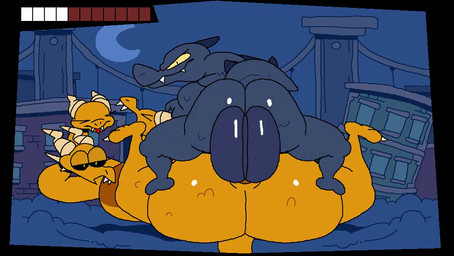 3_heads 3_toes after_orgasm after_sex anthro anthro_on_anthro anthro_penetrated anthro_penetrating anthro_penetrating_anthro anus anvil_position areola backsack ball_slap balls balls_deep big_areola big_balls big_breasts big_butt big_horn big_penis big_tail black_anus black_balls black_border black_eyes black_penis black_perineum black_sclera bodily_fluids border bottom_heavy bouncing_balls bouncing_breasts breasts brown_areola butt butt_size_difference city city_background clenched_teeth closed_smile cum cum_in_vagina cum_inside cum_meter cum_on_butt cum_on_own_penis cum_on_penis cum_on_self curvy_figure cute_fangs darkened_anus darkened_balls darkened_genitalia darkened_penis darkened_perineum detailed_background duo erection excessive_cum excessive_genital_fluids eyes_closed fangs feet female female_penetrated from_front_position gameplay_mechanics genital_fluids genitals glistening glistening_anus glistening_balls glistening_butt glistening_genitalia grey_body grey_skin grey_tail half-closed_eyes horn huge_areola huge_breasts huge_butt legs_up looking_pleasured lying male male/female male_penetrating male_penetrating_female monotone_body monotone_skin mouth_closed multi_head nails narrowed_eyes nude on_another on_back open_mouth open_smile orange_anus overbite pear-shaped_figure penetration penile penile_penetration penis penis_in_vagina perineum pupils rear_view red_tongue satisfied scales sex sharp_teeth slap slit_pupils smile smirk snout tail teeth thick_thighs toes tongue tongue_out vaginal vaginal_penetration voluptuous_anthro voluptuous_female wide_hips x_anus yellow_body yellow_eyes yellow_scales yellow_sclera yellow_skin superiorfox european_mythology godzilla_(series) greek_mythology monsterverse mythology toho godzilla king_ghidorah ghidorah_(species) hydra kaiju monster mythological_creature reptile scalie 2026 2d_animation animated colored digital_media_(artwork) flat_colors frame_by_frame no_sound shaded short_playtime simple_shading video widescreen