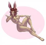 breasts female genitals hair navel nipples nude pussy red_hair simple_background smile solo meshpet final_fantasy square_enix animal_humanoid humanoid lagomorph lagomorph_humanoid mammal mammal_humanoid viera 2019 hi_res