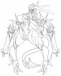 big_breasts breasts clitoris female genitals gun hand_on_breast holding_breast huge_breasts long_tongue multi_arm multi_limb nipples not_furry pussy ranged_weapon sharp_teeth solo teeth tongue weapon lewdreaper digital_extremes tencent warframe mesa_(warframe) alien infested_(warframe) mawframe monster tenno hi_res monochrome