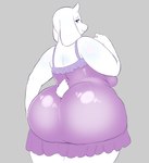 anthro big_butt biped breasts butt butt_focus clothed clothing curvy_figure female floppy_ears glistening glistening_butt grey_background horn huge_butt huge_thighs looking_at_viewer looking_back looking_back_at_viewer lop_ears mature_anthro mature_female nightgown rear_view scut_tail short_tail simple_background slightly_chubby slightly_chubby_anthro slightly_chubby_female smile solo standing tail thick_thighs voluptuous white_body wide_hips simoncross undertale_(series) toriel boss_monster_(undertale) bovid caprine mammal 2024 portrait redraw three-quarter_portrait