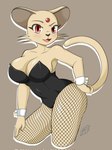 anthro big_breasts breasts clothed clothing cuffs_(clothing) female fishnet_clothing fishnet_legwear forehead_gem gem legwear leotard open_mouth orange_eyes pupils slit_pupils solo theorangepumpkin nintendo pokemon generation_1_pokemon persian_(pokemon) pokemon_(species) 3:4 hi_res