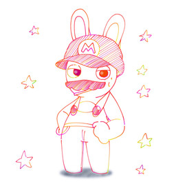 anthro arms_bent biting_on_toothpick bodily_fluids button_(fastener) clothed clothed_anthro clothed_male clothing facial_hair hands_on_own_hips heterochromia lidded_eyes long_ears male male_anthro mitten_hands mustache no_pupils orange_line_art overalls purple_eyes purple_line_art red_eyes red_facial_hair red_line_art red_mustache shirtless_anthro shirtless_male simple_background solo standing star sweat sweatdrop toothpick toothpick_in_mouth white_background white_body white_clothing white_overalls peypey_mei1925 mario_bros mario_plus_rabbids_kingdom_battle nintendo raving_rabbids rayman_(series) ubisoft rabbid_mario lagomorph mammal rabbid 2023 colored colored_line_art crossover digital_drawing_(artwork) digital_media_(artwork) english_description full-length_portrait hi_res portrait shaded simple_shading