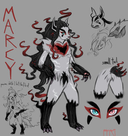 anthro black_body black_fur black_hair body_hair breasts chest_tuft claws eyeliner female fur fur_markings fusion grey_body hair happy_trail heterochromia makeup markings multicolored_body multicolored_fur nude pokemon_fusion red_body red_eyeliner red_fur red_hair slim small_breasts solo standing tail tuft marcyrott nintendo pokemon fan_character marcy_(marcyrott) generation_3_pokemon generation_5_pokemon generation_8_pokemon hisuian_form hisuian_zoroark hybrid mammal mightyena pokemon_(species) regional_form_(pokemon) zoroark absurd_res colored colored_sketch full-length_portrait hi_res model_sheet portrait sketch trans_(lore) trans_woman_(lore)