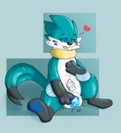 3_fingers 3_toes blep bulge bulge_fondling feet feral fin fingers hand_on_bulge heart_reaction heart_symbol holding_bulge hypnosis infinity_symbol inflatable latex lock_bulge lock_symbol long_term_chastity looking_pleasured male mind_control nozzle nozzle_on_belly null_bulge null_masturbation null_stimulation pawpads permanent pool_toy red_heart ringed_eyes rubbing sitting solo symbol toes tongue tongue_out jake_the_traveler nintendo pokemon fan_character mokata_(buizel) animate_inanimate buizel generation_4_pokemon living_inflatable pokemon_(species) hi_res