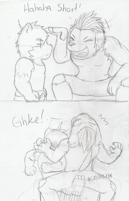 anthro attack crotch_attack crotch_kick genital_torture kick male muscular simple_background size_difference the_goukou_zone canid canine gulonine mammal marten mustelid musteline comic monochrome sketch