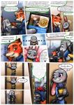 2018 anthro canid canine clothed clothing comic dialogue disney english_text female fox fur green_eyes hi_res judy_hopps lagomorph leporid male mammal nick_wilde peanut.k purple_eyes rabbit red_fox simple_background text true_fox zootopia