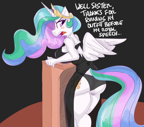 5_fingers anthro anthrofied big_breasts blue_hair blue_tail blush breasts butt clothed clothing cutie_mark eyebrows eyelashes female fingers green_hair green_tail hair horn long_hair multicolored_hair multicolored_tail open_mouth panties pink_eyes pink_hair pink_tail purple_hair purple_tail solo tail teeth text thick_thighs tongue translucent translucent_clothing underwear wings flutterthrash friendship_is_magic hasbro my_little_pony mythology princess_celestia_(mlp) equid equine mammal mythological_creature mythological_equine winged_unicorn absurd_res english_text hi_res