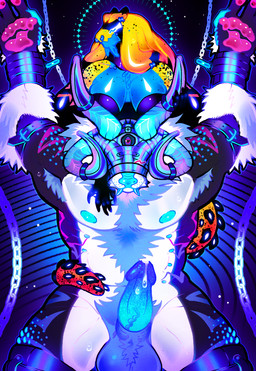 3_eyes accessory anthro armpit_hair armpit_tuft ball_tuft balls bdsm belly_nipples belt big_balls blue_breasts blue_nipples blue_nose blue_penis blush blush_lines bodily_fluids body_hair bondage bondage_gear bound breasts chain cuff_(restraint) dominant dominant_female duo erection female freckled_face freckled_shoulders freckled_tail freckles furgonomics genital_fluids genitals glowing halo headgear heart_eyes heart_symbol holding_partner's_head holographic horn horn_accessory horn_cap leaking_precum male male/female multi_eye multiple_piercings muscular muscular_anthro muscular_male neck_tuft nipples obscured_eyes pawpads penis piercing pink_pawpads precum pseudo_hair purple_penis_tip restraints submissive submissive_male sweat sweatdrop tail tail_coil tentacle_hair tentacles tuft vein veiny_penis wrist_cuffs latexslug hazard_(latexslug) terror_(fabtool) aquatic_gastropod demon felid gastropod mammal marine mollusk nudibranch pantherine sea_slug slug tiger hi_res nonbinary_(lore)