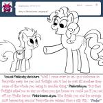 1:1 balloon bitterplaguerat black_and_white cutie_mark dialogue duo earth_pony english_text equid equine female friendship_is_magic hasbro horn horse inflatable loki_(bitterplaguerat) male mammal monochrome my_little_pony mythological_creature mythological_equine mythology pinkie_pie_(mlp) pony simple_background smile text unicorn white_background