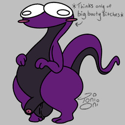 2_toes 3_fingers anthro balls big_butt big_eyes black_balls black_body black_penis blush blush_stickers butt feet fingers foreskin genitals glans grey_background humanoid_genitalia humanoid_penis male multicolored_body nude nude_anthro nude_male penis pigeon_toed pink_glans profanity purple_body simple_background solo tail text thick_thighs toes two_tone_body wide_hips toni_oni amphibian humanoid newt salamander 1:1 english_text signature