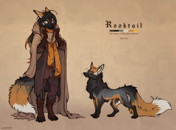 anthro black_body black_fur claws cloak clothed clothing confident druid fantasy fantasy_clothing feral fluffy fluffy_tail fur grey_body grey_fur hair long_hair magic_user male messy_hair nervous red_body red_fur scarf shy slim smug solo tail timid tribal_spellcaster white_body white_fur yellow_eyes yellow_scarf tashiroth paizo pathfinder canid canine cross_fox fox mammal red_fox true_fox hi_res model_sheet