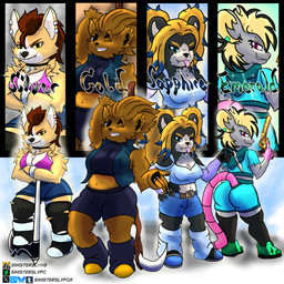 alternative_fashion anthro axe big_breasts big_butt blonde_hair blue_bottomwear blue_clothing blue_footwear blue_shoes blue_shorts blue_topwear bottomwear breasts brown_hair butt chest_tuft cleavage clothed clothing collar crop_top cropped_hoodie cropped_jacket delinquent denim denim_bottomwear denim_clothing denim_skirt female footwear fur golden_gun green_clothing green_footwear green_shoes group gun gyaru hair handgun j-fashion jewelry kunai leggings legwear looking_at_viewer looking_back medium_breasts melee_weapon midriff midriff_jacket midriff_top multicolored_body multicolored_fur one_eye_closed pink_clothing pink_eyes pink_nose pink_tail pink_topwear polearm ranged_weapon revolver ring_(jewelry) scythe shirt shoes shorts skirt slightly_chubby slightly_chubby_anthro slightly_chubby_female smile smiling_at_viewer tail teal_clothing thick_thighs topwear torn_clothing torn_legwear torn_topwear tuft twintails_(hairstyle) vest weapon wide_hipped_anthro wide_hipped_female wide_hips yellow_body yellow_eyes sinisterslyfox bear black_bear brown_bear canid canine canis domestic_dog herding_dog mammal murid murine pastoral_dog rat rodent ursine welsh_corgi 1:1 digital_media_(artwork) hi_res