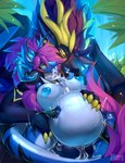 abdominal_bulge ahegao animal_genitalia animal_penis anthro anthro_on_feral areola balls bestiality big_balls big_breasts big_penis blue_body blue_nipples blush bodily_fluids breast_grab breast_lick breast_play breasts breath chair_position claws clitoris collar cum cum_inflation cum_inside cum_through duo erection excessive_cum excessive_genital_fluids feet female female_on_feral female_penetrated feral from_behind_position genital_fluids genitals glistening green_eyes hair hand_on_another's_belly hand_on_breast hand_on_hip horn huge_breasts huge_penis inflation intraspecies knot knot_bulge knotting larger_male latex licking long_hair looking_pleasured male male/female male_penetrating male_penetrating_female membrane_(anatomy) membranous_wings neck_bulge nipple_dip nipples non-mammal_balls non-mammal_nipples nude open_mouth panting penetration penile penile_penetration penis penis_in_pussy precum purple_hair restrained ridged_penis sex simple_background size_difference smaller_female smile spread_legs spreading tail thick_thighs titfuck titfuck_through_body tongue tongue_out translucent translucent_body vaginal vaginal_knotting vaginal_penetration wings conditional_dnp oksara mythology aragottix_(aragottix) oksara_(character) dragon mythological_creature mythological_scalie scalie hi_res