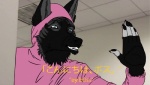 alternate_species anthro bodysuit clothed clothing front_view fully_clothed furrification gesture male skinsuit solo text tight_clothing waving wolfydog filthy_frank pink_guy canid canine canis domestic_dog hybrid mammal wolf bust_portrait digital_media_(artwork) english_text japanese_text lol_comments meme portrait reaction_image