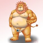 anthro balls belly blush censor_bar flaccid genitals humanoid_genitalia humanoid_hands humanoid_penis ineffective_censorship kemono male moobs navel negative_censor negative_colors nipples overweight overweight_anthro overweight_male penis simple_background solo toshi_(artist) felid lion mammal pantherine 1:1 2015 censored hi_res mosaic_censorship