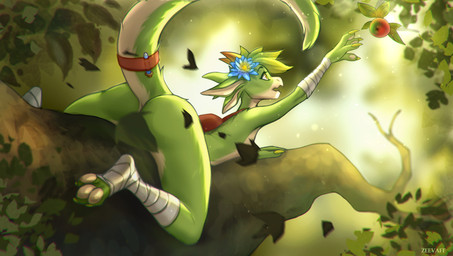 3_toes 4_ears 4_fingers accessory ambiguous_gender anthro backpack bandage biped branch butt canopy claws climbing climbing_tree convenient_censorship countershade_ears countershade_face countershade_fur countershade_legs countershade_neck countershade_tail countershade_thighs countershade_torso countershading digitigrade feet female finger_claws fingerpads fingers flower flower_in_hair food fruit fur green_body green_fur hair hair_accessory horn looking_at_object lying multi_ear naturally_censored nude on_front pawpads paws plant reaching reaching_for_object reaching_out rear_view scar side_view snout solo tail tan_body tan_countershading tan_fur tan_pawpads tapering_tail three-quarter_view toe_claws toes tree underpaw zeevaff legend_of_ahya mythology kanya_the_drakkonid_(darkflamewolf) dragon furred_dragon furred_scalie mythological_creature mythological_scalie scalie
