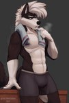 anthro bodily_fluids male solo sweat sweatdrop chamuskinha canid canine canis domestic_dog husky mammal nordic_sled_dog spitz absurd_res hi_res