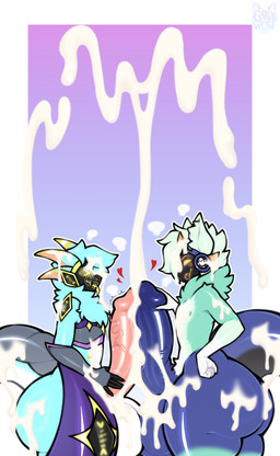 2_horns 4_ears ahegao animal_genitalia anthro balls big_butt big_penis blep blue_body blue_fur blue_penis blush bodily_fluids breasts butt clothing comparing cum cum_covered cum_on_body cum_on_chest cum_on_face cum_on_penis dipstick_ears dominant dominant_male duo ear_markings erection femboy frottage fur genital_fluids genitals glans glistening glistening_body glistening_breasts glistening_butt glistening_genitalia glistening_penis hair hand_on_hip hand_on_penis happy heart_symbol holding_penis horn huge_butt huge_penis humanoid_genitalia humanoid_penis hyper hyper_butt hyper_genitalia hyper_penis legwear looking_at_another looking_pleasured machine male male/male markings messy multi_ear multicolored_ears nipples penile penis penis_grab penises_touching pinned precum protogen_visor purple_body screen screen_face seductive sex short shorter_anthro simple_background size_difference smaller_male submissive submissive_male tail thick_thighs thigh_highs throbbing throbbing_penis tongue tongue_out touching_penis twitching vein veiny_penis white_body white_fur wide_hips yellow_eyes garedwolf festive_winter laturnor aquatic fish hybrid protogen shark absurd_res hi_res