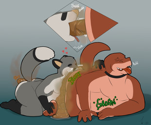 anal anthro butt_sniffing duo eating eating_feces fart farting_on_face feces feces_in_mouth male male/male oral pooping rimming rumbling_stomach sex shitting_self sniffing tekothedino teko canid canine dinosaur fox mammal prehistoric_species reptile scalie absurd_res hi_res