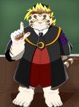 anthro classroom clothing cosplay eyes_closed eyewear fur glasses hat headgear headwear inside kemono male necktie one_eye_closed school slightly_chubby solo white_body white_fur wink p9ck0flzndagqio assassination_classroom lifewonders tokyo_afterschool_summoners koro-sensei licho_(tas) felid mammal pantherine tiger 2021 3:4 hi_res