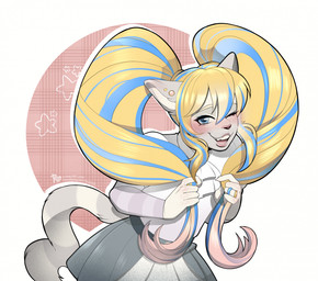 anthro clothing dress female hair ponytail solo olenchik felid feline mammal half-length_portrait hi_res portrait tagme male_(lore)