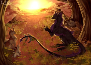 black_body black_fur brown_body brown_eyes brown_fur claws day detailed_background feral fur group hair outside purple_eyes purple_hair sitting sky sun tail white_body white_fur nashiholy mythology dragon furred_dragon furred_scalie lagomorph leporid mammal mythological_creature mythological_scalie rabbit scalie 2018 absurd_res digital_media_(artwork) digital_painting_(artwork) hi_res painting_(artwork)