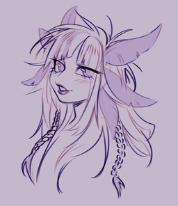 anthro blush blush_lines dreadlocks female hair long_hair looking_at_viewer open_mouth smile solo xsissa bibi_(ansart) amphibian aquatic axolotl mole_salamander salamander absurd_res hi_res sketch