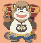 anthro belly black_nose chibi clothing kemono male one_eye_closed overweight overweight_male shirt simple_background solo topwear wink garouzuki crave_saga pong_(crave_saga) canid canine mammal raccoon_dog tanuki 2024