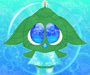 anthro big_eyes blue_background blue_eyes bubble chibi clothed clothing daisy_(flower) dress female flower footwear frutiger_aero fur glistening glistening_eyes glistening_nose green_body green_fur looking_at_viewer plant reflection_in_eyes simple_background socks solo water water_background young young_anthro young_female saltypupcake ambiguous_species mammal 2024 6:5 digital_media_(artwork) hi_res