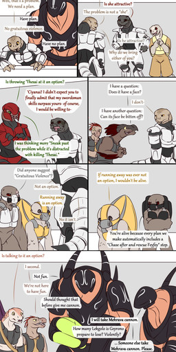 anthro dialogue female full_armor gas_mask group humor long_tail male mask red_eyes tail text yellow_eyes thedragonjade halo_(series) microsoft xbox_game_studios awrel_'ciyanai_(thedragonjade) gra-tsu_(thedragonjade) jayli_'heyam_(thedragonjade) kam-neb_(thedragonjade) lin_'vadam_(thedragonjade) mehrava_zisa_kana_(thedragonjade) tog-ker_(thedragonjade) tyrou_'thesai_(thedragonjade) alien avian colonial_organism ibie'shan kig-yar lekgolo mgalekgolo reptile ruuhtian sangheili scalie t'vaoan unggoy 18:37 absurd_res comic english_text hi_res