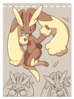 3_fingers ambiguous_anthro ambiguous_gender anthro black_sclera border brown_body brown_ears fingers fur happy heart_symbol looking_at_viewer one_eye_closed pink_eyes pink_inner_ear simple_background smile solo star_symbol tan_background tan_body tan_ears tan_fur tan_legs white_background white_border wink winking_at_viewer nekogyo122 nintendo pokemon generation_4_pokemon lopunny pokemon_(species) 2023 3:4 absurd_res colored full-length_portrait hi_res portrait sketch