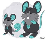 2022 3_fingers 3_toes ambiguous_gender black_body black_fur blue_body blue_feet blue_fur blue_hands blue_inner_ear blue_tail border buckteeth curled_tail dipstick_tail duo eyes_closed fakemon featureless_crotch feet feral fingers fur generation_1_pokemon grey_background grey_body grey_fur grey_nose hi_res markings miso_souperstar multicolored_body nintendo pokemon pokemon_(species) raticate rattata regional_form_(fakemon) simple_background smile tail tail_markings teal_feet teal_hands teal_inner_ear teeth toeless_(marking) toes white_border