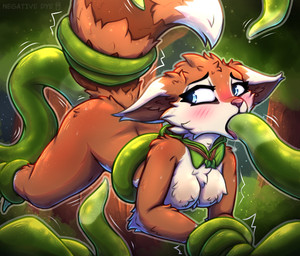 anthro blue_eyes blush blush_lines bodily_fluids bound breasts brown_body brown_fur butt eyebrows eyelashes featureless_breasts female fluffy forest forest_background fully_bound fur fur_markings green_tentacles inner_ear_fluff looking_pleasured markings nature nature_background nude oral oral_penetration penetration pink_nose plant restrained restrained_by_tentacles saliva saliva_string sex shaking shrub solo stripes sweat tail tentacle_around_arm tentacle_around_body tentacle_around_leg tentacle_in_mouth tentacle_penetration tentacle_sex tentacles thick_thighs tongue tongue_out tree trembling tuft white_body white_fur wide_hips negativedye dota valve valve_corporation hoodwink_(dota) mammal rodent sciurid tree_squirrel hi_res