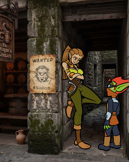 3d_background age_difference big_breasts blush breasts brown_hair duo female green_body green_skin hair larger_female male male/female older_male orange_hair pointy_ears size_difference smaller_male younger_female lord_sarloc pukijr a_chance_encounter drunken_tales kayra_(drunken_tales) the_traveling_blackmith_(drunken_tales) elf goblin humanoid 3d_(artwork) digital_media_(artwork) meme mixed_media
