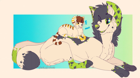 black_hair blue_eyes duo feet feral hair open_mouth teeth toes tongue senimasan canid canine canis domestic_dog mammal 2015 digital_media_(artwork)