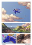 cave cloud exclamation_point feral flying male mountain outside sky solo tail water wings deusexmoose mythology duke_komarovski dragon mythological_creature mythological_scalie scalie comic digital_media_(artwork) digital_painting_(artwork) hi_res