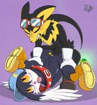 anal anal_penetration balls duo genitals leg_grab male male/male male_penetrated male_penetrating male_penetrating_male penetration penis penis_size_difference sex small_penis meatboom bandai_namco klonoa_(series) guntz klonoa canid canine canis domestic_cat felid feline felis lagomorph leporid mammal rabbit wolf hi_res