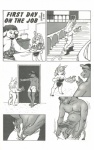 anthro asinus balls bovid bovine breasts butt cattle cleavage clothed clothing comic donkey english_text equid equine female flaccid food genitals group karno lagomorph leporid male mammal monochrome penis rabbit tail tail_tuft text tuft