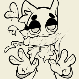 anthro balls bodily_fluids chest_tuft cum cumshot duo ejaculation erection faceless_character faceless_male fellatio female genital_fluids genitals humanoid_genitalia humanoid_penis inner_ear_fluff male male/female oral penile penis saliva saliva_on_penis sex sideways_oral tuft itsunknownanon peaches_(skellybeanz) domestic_cat felid feline felis mammal 1:1 2020 black_and_white character_request hi_res line_art monochrome