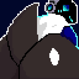 ambiguous_gender anthro big_butt blue_eyes blush blush_lines butt clothed clothing looking_at_viewer machine male screen screen_face simple_background smile solo visor gaigas protogen 1:1 digital_media_(artwork) pixel_(artwork)
