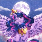 armor blue_sky cloud crown cutie_mark eyelashes feathered_wings feathers female female_feral feral full_render fur headgear horn light long_mane long_tail looking_at_viewer mane moon multicolored_mane night peytral pink_tail princess purple_body purple_eyes purple_fur purple_horn purple_tail purple_wings royalty sky smile smiling_at_viewer solo spread_wings star starry_sky tail text tiara toothy_smile unicorn_horn wings mrnbgreenart friendship_is_magic hasbro my_little_pony mythology twilight_sparkle_(mlp) equid equine mammal mythological_creature mythological_equine winged_unicorn artist_name colored digital_drawing_(artwork) digital_media_(artwork) english_description lighting shaded