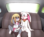 anthro anthro_on_anthro anus balls blonde_hair blue_eyes blush car clitoris clothed clothing clothing_aside collar detailed_background duo erection female foreskin fur genitals grey_body grey_fur hair humanoid_genitalia humanoid_penis inside_car looking_pleasured male male/female mutual_masturbation nude open_mouth open_smile partially_clothed penis pussy sitting smile spread_legs spreading teeth tongue vehicle white_body white_fur young young_anthro launny kevin_snowpaw lagomorph leporid mammal rabbit hi_res